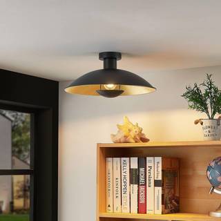 Lindby loftlampe Narisara, Ø 40 cm, E27, sort-guld