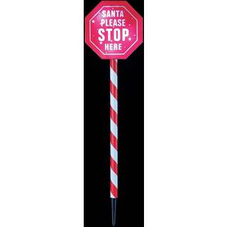 80 cm Premier jule-skilt – Julemanden, venligst stop her med LED og timer