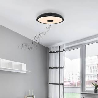 Raffy LED-loftlampe, højttaler, RGBW, sort