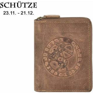 Reißverschluss Geldbörse 10x12cm Schütze "Vintage" antikbraun 821A | Greenburry.de