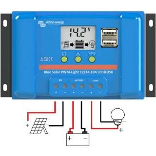 Solcelleregulator Victron BlueSolar PWM - LCD &amp; USB 12/24-10, 12/24 V, 10 A