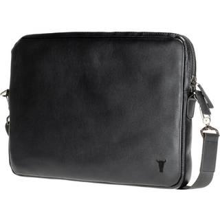 Slim Leather Laptop Bag - Black