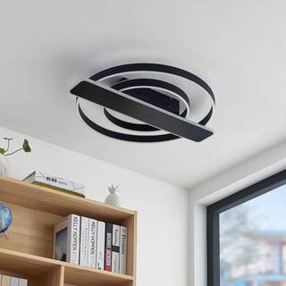 Lucande Linetti LED-loftlampe rund sort