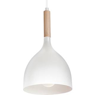Noak hængelampe, hvid/naturtræ, Ø 17 cm
