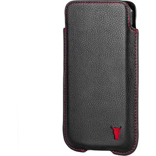 iPhone Leather Pouch Case (6.1/6.3-inch) - Black with Red Detail