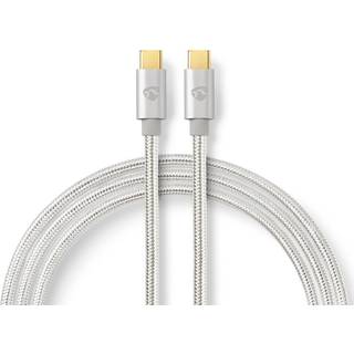 Nedis USB-kabel | USB 2.0 | USB-C™ Han | USB-C™ Han | 100 W | 480 Mbps | Guldplateret | 1.00 m | Runde | Flettet / Nylon | Sølv | Cover Window Box