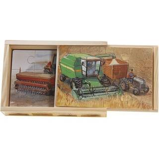 Mulle Meck, landbrugsmaskiner 4 træpuslespil i trææske - Mik Mekanik