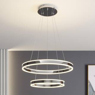 Lucande LED-pendellampe Lyani, 60 cm, 2 lyskilder, krom, dæmpbar