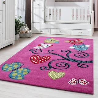 Kids Børne Tæppeløber Ugle - Lilla - 80x150 (Løber)