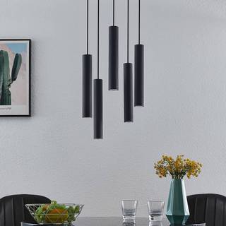 Lindby hængelampe Sanad, Ø 40 cm, 5 lyskilder, sort, GU10