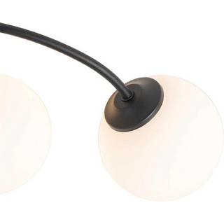 Moderne loftslampe sort med opalglas 6-lys - Athen