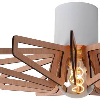Loftlampe Zidane 45 cm hvid med træelementer