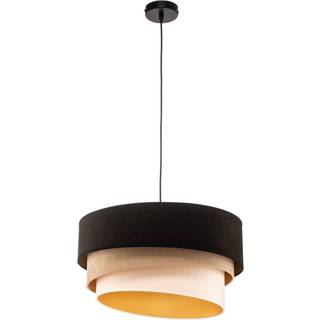 Hængelampe Devon, sort/beige/ecru/guld Ø45cm