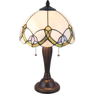 Bordlampe 5918 med hvid-kulørt tiffanydesign