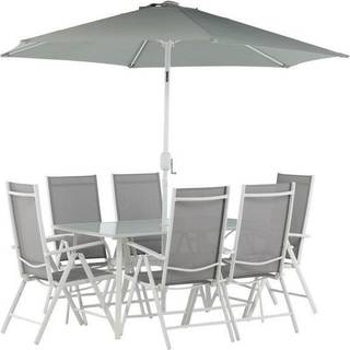 Venture Design Brekki spisebordsæt Sort/sort 6 stoler, parasol & bord 150x90 cm