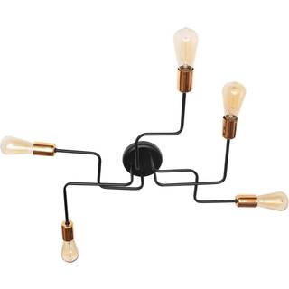 Loftlampe Tube med 5 lyskilder, sort/kobber
