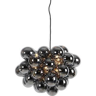 Design pendellampe sort med røgglas rund 8-lys - Uvas