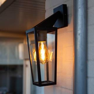 LUTEC PINE udendørs væglampe, H40,2 cm, E27, IP44, sort