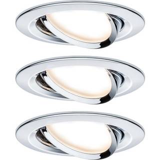 Paulmann 3-delt spot Nova Coin rund vippelig, krom Coin, dæmpbar, Krom/sølv, Gangområde, Aluminium, Moderne, Runde downlight