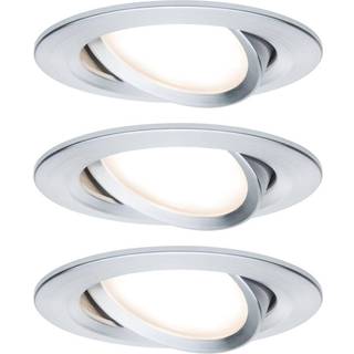 Paulmann 3-delt spot Nova Coin rund vippelig, alu Coin, dæmpbar, Aluminium/grå/zink, Gangområde, Aluminium, Moderne, Runde downlight