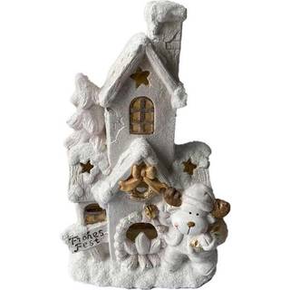 Julepynt DKD Home Decor Hus Hvid snefald 32 x 21 x 52 cm