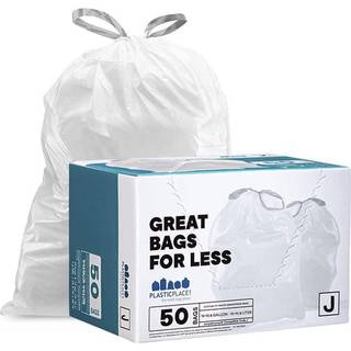 Plastplads tilpasset passpidser, der er kompatible med SimpleHuman-kode J (50 t?lling) Hvid Drawstring affaldsforinger 10-10,5 gallon / 38-40 lit