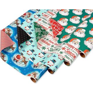 American Greetings 160 sq. ft. Vendbart vintage-juleindpakningspapirst vintage-design (4 ruller 30 tommer x 16 fod)