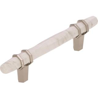 Amerock | Kabinettræk | Marmorhvid/poleret nikkel | 3-3/4 tommer (96 mm) Center til centrum | Carrione | 1 pakke | Skuffet træk | Skuffehåndtag |