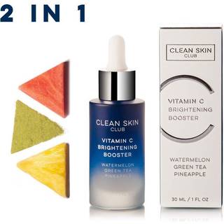 Clean Skin Club vitamin C serum & lysende booster vitaminer a e d & k anti aldrende kollagen klar ansigtspleje glød acne ar solskader rynker alde