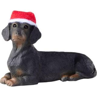 Sandicast Black Dachshund med Santa Hat Christmas Ornament