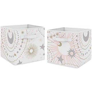 Sweet JoJo Designs Blush Pink Gold and Gray Star and Moon Organizer Storage Bins til Celestial Collection - S?t p? 2