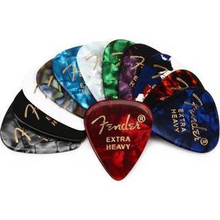 Fender Classic Celluloid Guitar Picks 351 Shape Color Medley Extra Heavy 12-Pack