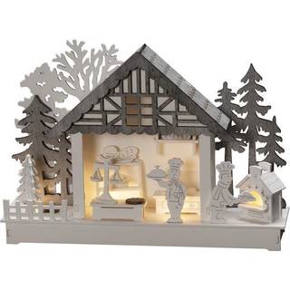 Hus og Bageri LED-adventsstage, batteridrift