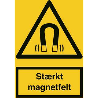 Advarselsskilt - Stærkt magnetfelt - Vinyl klistermærke - 148 x 105 mm (A6)