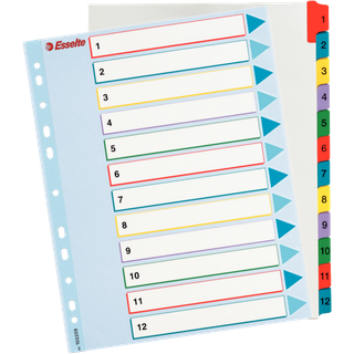 Register Projekt Mylar A4+ skriv&ret1-12, 10 stk., varenr. 100209