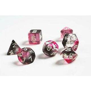Clear Pink and Black Resin Dice Set - Rollespilsterninger - Sirius Dice
