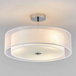 Lindby loftlampe Pikka, hvid, tekstil, Ø 50 cm, E27