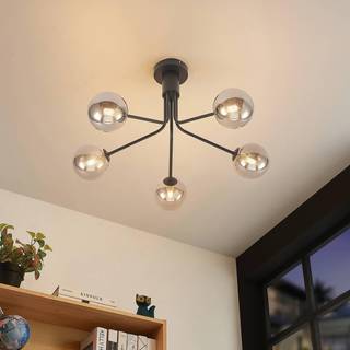 Lucande Wynona loftlampe, 5 lyskilder, sort