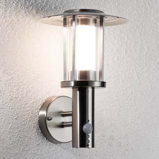 Lindby udendørs LED-væglampe Gregory, sensor, rustfrit stål, IP44