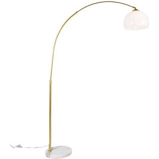 Moderne buelampe messing med hvid skærm - Arc Basic