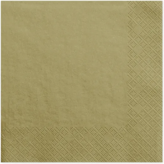 Servietter Guld Mat - 20stk - ca. 33 x 33 cm