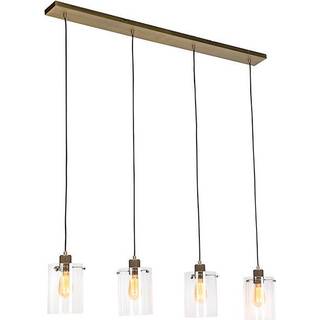 Skandinavisk hængende lampe bronze med glas 4-lys - Dome