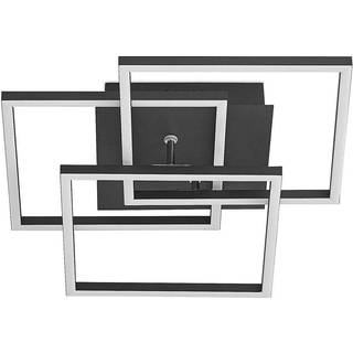 Lindby LED-loftlampe Quiana, CCT, kantet, sort, 42 cm