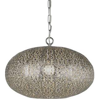Fretwork pendellampe, nikkelfarvet, metal, Ø 39 cm, E27