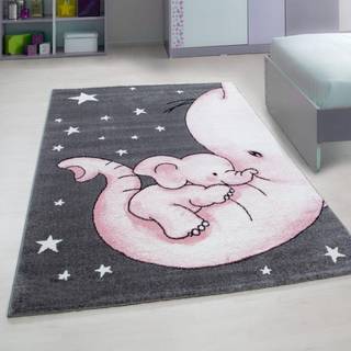 Kids Børne Tæppeløber Elefant - Pink - 80x150 (Løber)