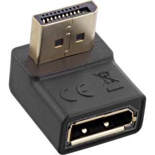InLine Nedad Vinklet Displayport til Displayport Adapter - Sort