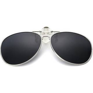 Aviator-solbriller med clip-on, UV400-beskyttelse og sort glasfarve