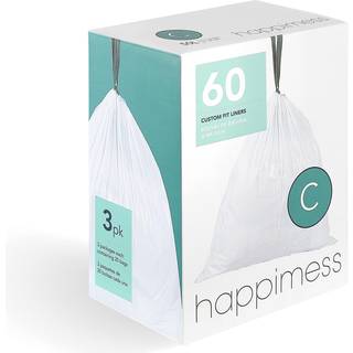 Happimess HPM3000C-White 13.2 Gallon Kitchen DrawString papirkurven papirkurv kan foring hvid 60-tæller 3-pakker med 20 foringer