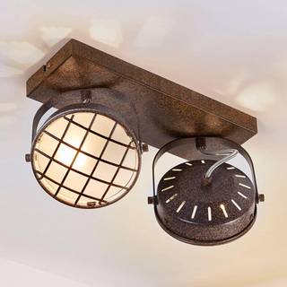 Lindby spotlight Tamin, rustfarvet, 2-lys, glas, G9