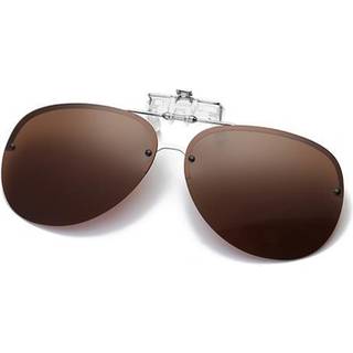 Pilot-solbriller med clip-on, UV400-beskyttelse og brunt glas